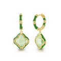 Lauren G. Adams Prince Charming Clover Huggie Earrings (Gold & Apple Green)